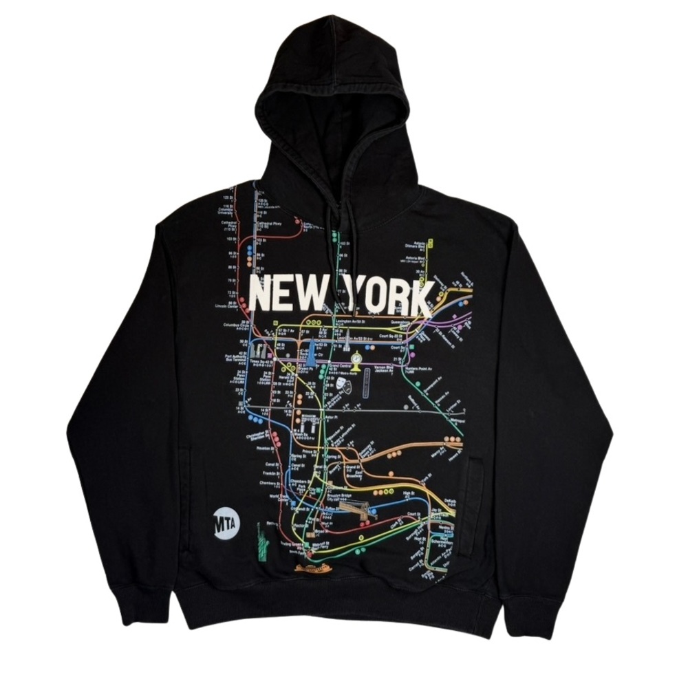 MT Black Hoodie with Colorful Map Design